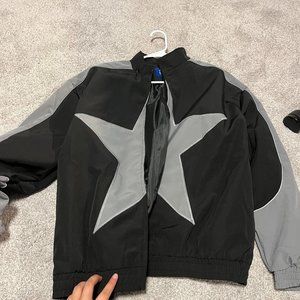 Reflective Stripe Star Zipper Jacket